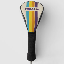 Funda Para Palo De Golf Arcoíris de polvo de ciruela con nombre en franjas