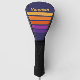 Funda Para Palo De Golf Arcoíris de Uva Vintage con Franjas y Nombre