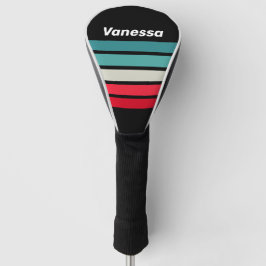 Funda Para Palo De Golf Arcoíris Retro Stealth a través de rayas con nombr