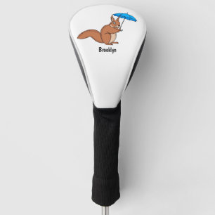 Funda Para Palo De Golf Ardilla roja con paraguas personalizado