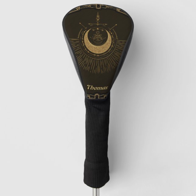 Funda Para Palo De Golf Armonía de los elementos: luna, oro y geometría. (Anverso)