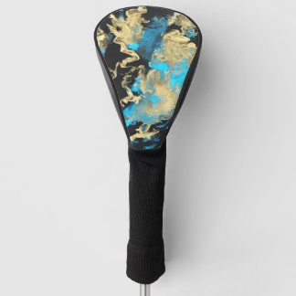 Funda Para Palo De Golf Arte abstracto de turquesa y oro