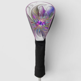 Funda Para Palo De Golf Arte abstracto fractal de flor energético y colori