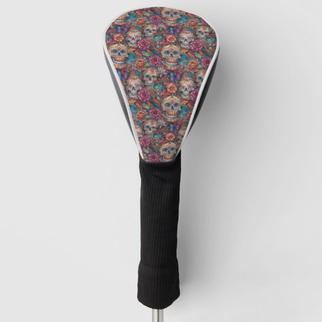 Funda Para Palo De Golf Arte de la calavera del azúcar - Calaveras y marip (Anverso)