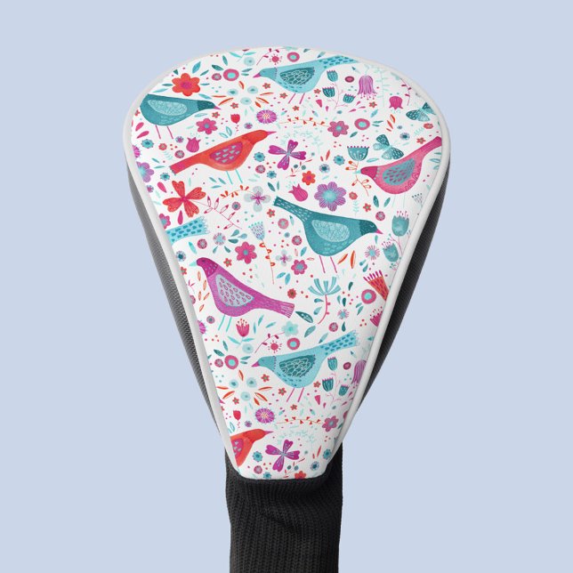 Funda Para Palo De Golf Arte de pájaro acuático moderno (Modern watercolor bird and flower pattern art golf head cover)