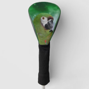 Funda Para Palo De Golf Arte de pájaro de loro verde severo de Macaw  