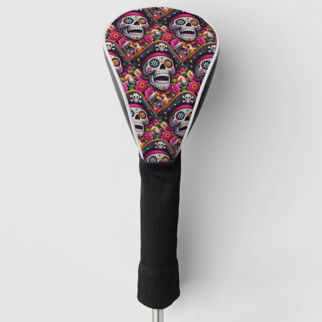 Funda Para Palo De Golf Arte del Cráneo del Azúcar - Calavera pirata de ci (Anverso)