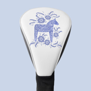Funda Para Palo De Golf Arte folclórico dala sueco indigo azul