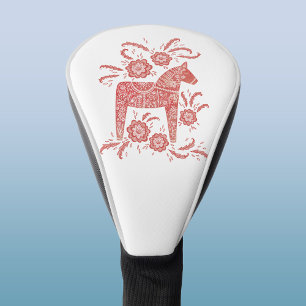 Funda Para Palo De Golf Arte folclórico rojo y blanco de Dala sueco