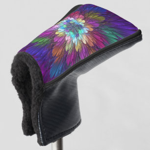 Funda Para Palo De Golf Arte fractal abstracto de flor psicodélica colorid