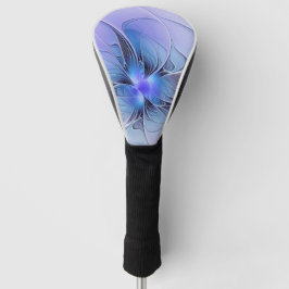 Funda Para Palo De Golf Arte fractal moderno abstracto lavanda azul