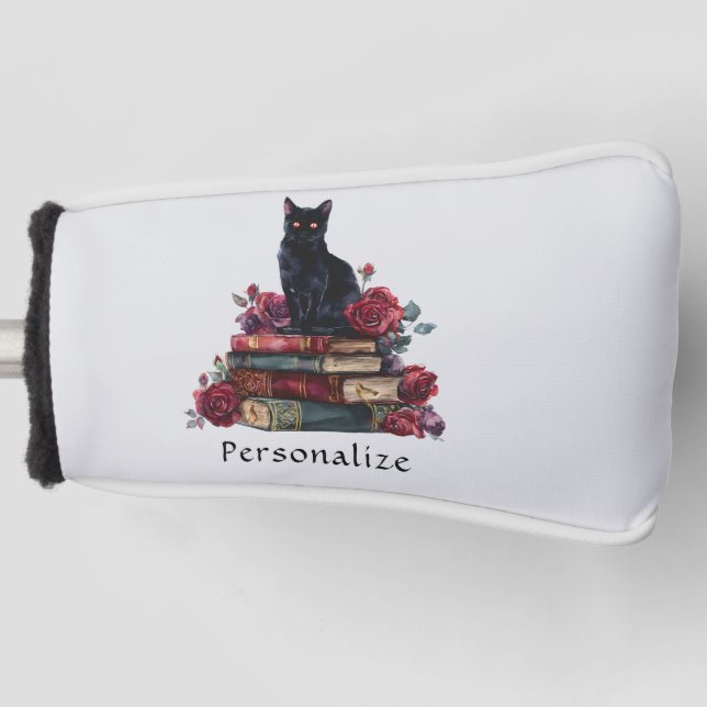 Funda Para Palo De Golf Arte gótico Gato negro libros antiguos Rosas de de (Anverso)