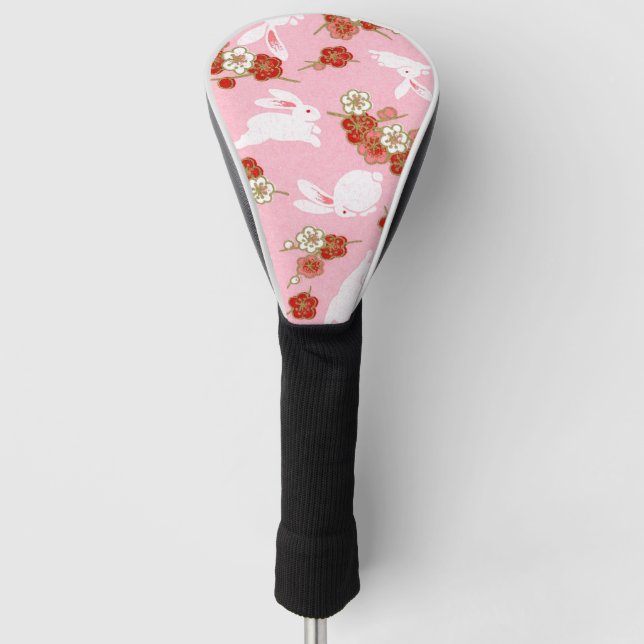 Funda Para Palo De Golf Arte japonés: Sakuras rosas y conejos (Anverso)