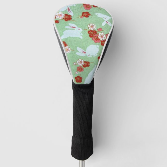 Funda Para Palo De Golf Arte japonés: Sakuras verdes y conejos (Anverso)