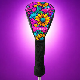 Funda Para Palo De Golf Arte Pop Neon Flor Personalizada de Margarita