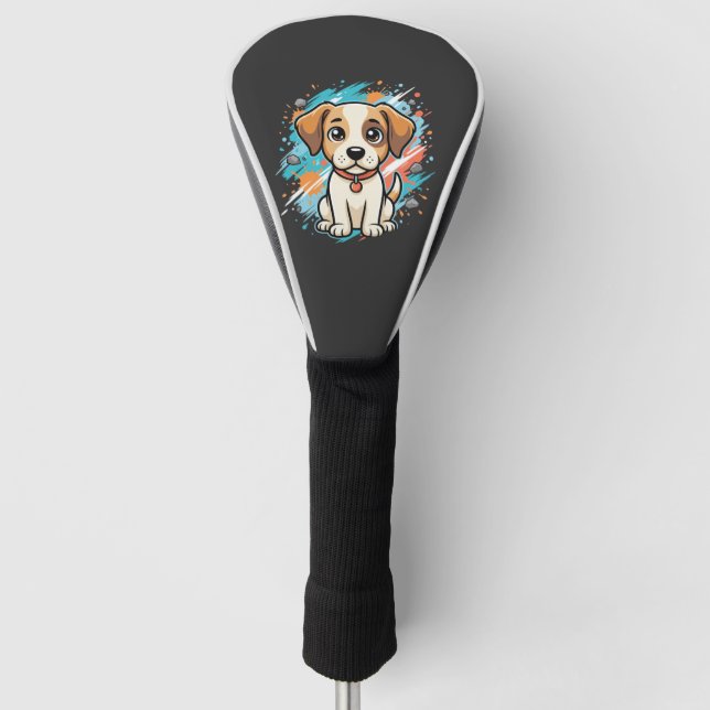 Funda Para Palo De Golf Arte vectorial de salpicaduras de pintura de perro (Anverso)