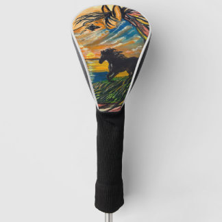 Funda Para Palo De Golf Arte Wild Horse Sunset - Obra de arte hecha a mano