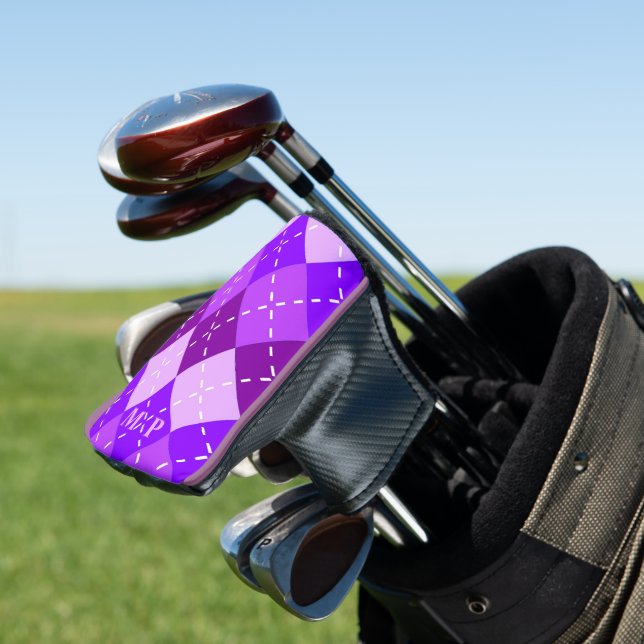 Funda Para Palo De Golf Arygle púrpura con puntas blancas personalizadas (In Situ)