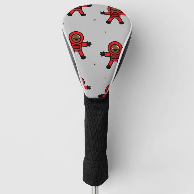 Funda Para Palo De Golf Astronautas rojos sobre gris (Anverso)