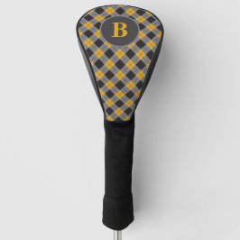 Funda Para Palo De Golf Ataque gris amarillo azafrán monogramo personaliza