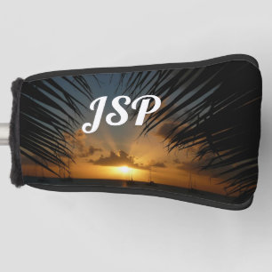 Funda Para Palo De Golf Atardecer a través de la orilla de la palma