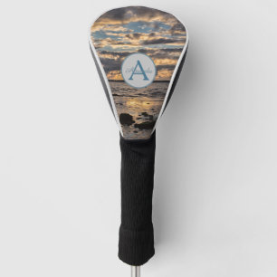 Funda Para Palo De Golf Atardecer al mar foto con monograma y nombre