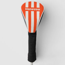 Funda Para Palo De Golf Atardecer Retro Naranja Tres Rayas de Pin con Nomb