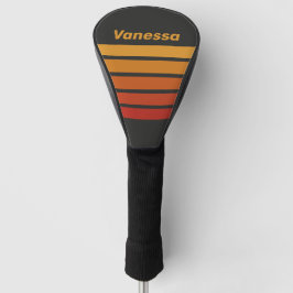 Funda Para Palo De Golf Atardecer Vintage de Medianoche a través de Rayas