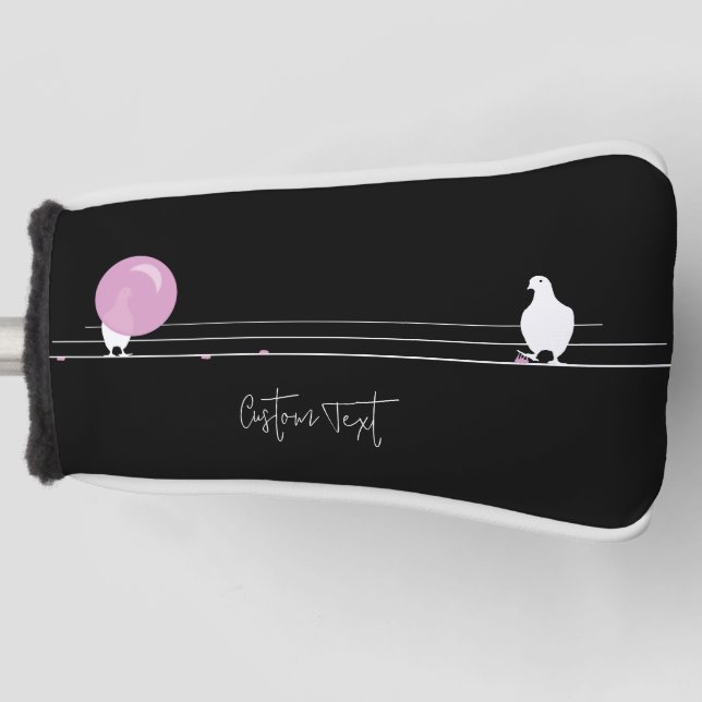 Funda Para Palo De Golf Aves divertidas de Bubblegum con un negro hilo (Anverso)