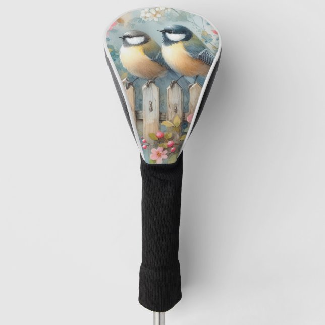 Funda Para Palo De Golf Aves y flores de primavera (Anverso)