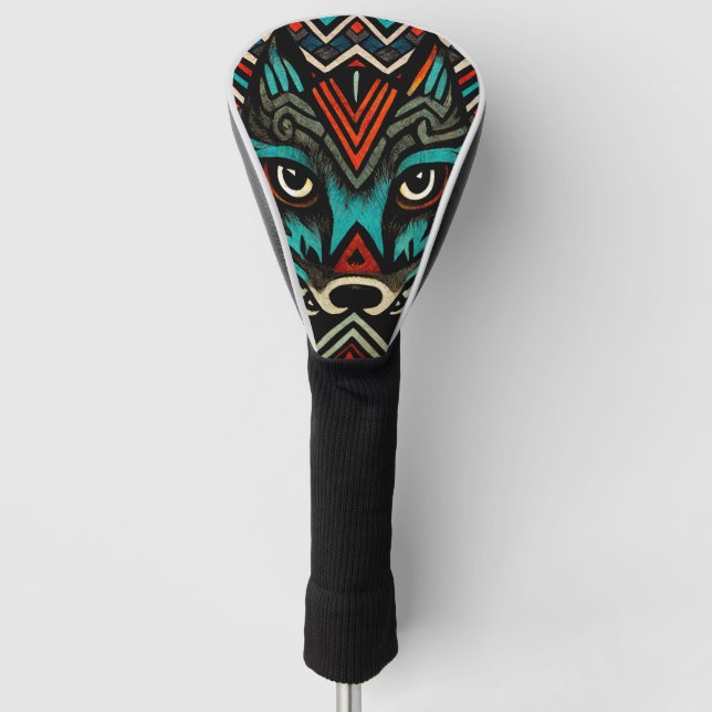 Funda Para Palo De Golf Aztec Wolf Face (Anverso)