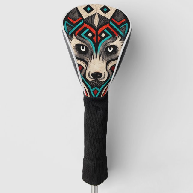Funda Para Palo De Golf Aztec Wolf Face (Anverso)