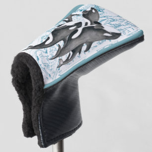 Funda Para Palo De Golf Azul antiguo de la familia de las ballenas de la