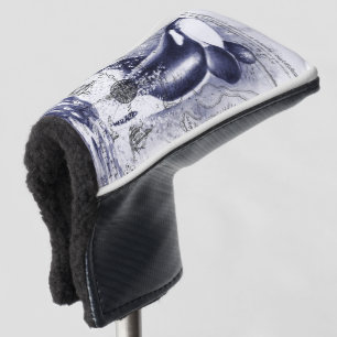 Funda Para Palo De Golf Azul del mapa del vintage de la ballena de la orca