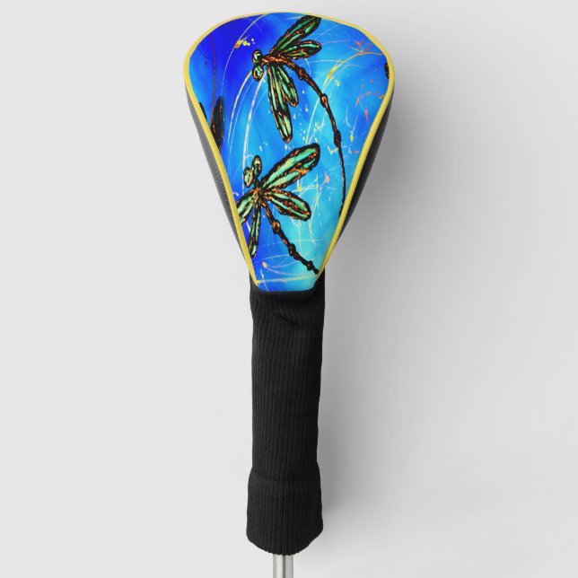 Funda Para Palo De Golf Azul iluminado con libélula (Anverso)