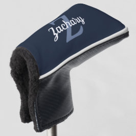 Funda Para Palo De Golf Azul Marino Gris Blanco Monograma Personalizado