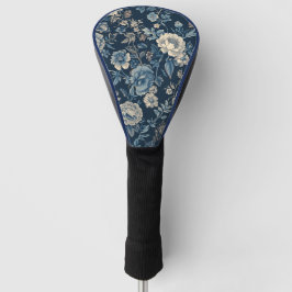 Funda Para Palo De Golf Azul Marino Patrón Botánico Floral Vintage