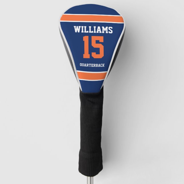 Funda Para Palo De Golf Azul oscuro y naranja (Anverso)