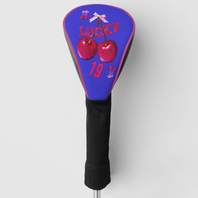 Funda Para Palo De Golf Azul Retro y Cherry Pop Bold (Anverso)