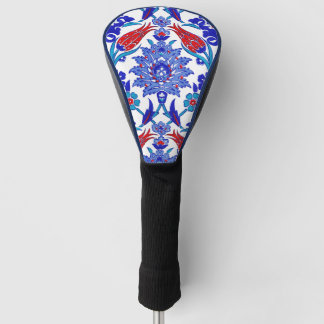Funda Para Palo De Golf Azul Turquesa Rojo Antiguo Azulejo Floral Turco