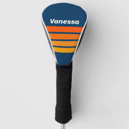 Funda Para Palo De Golf Azul Vintage con Franjas y Nombre