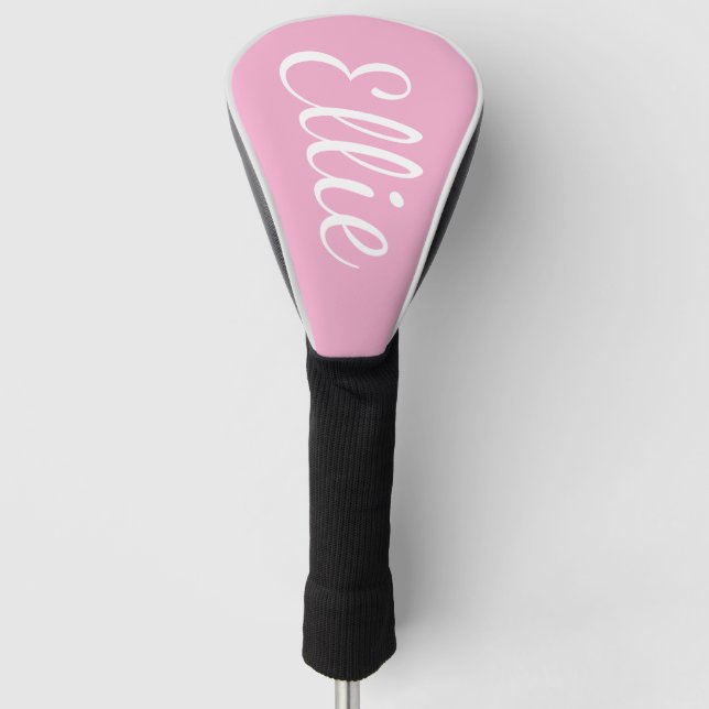 Funda Para Palo De Golf Baby Pink Bliss | Custom Name Cursive Script (Anverso)