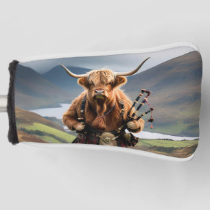 Funda Para Palo De Golf Bagpiper de vaca de la región montañosa de Escocia
