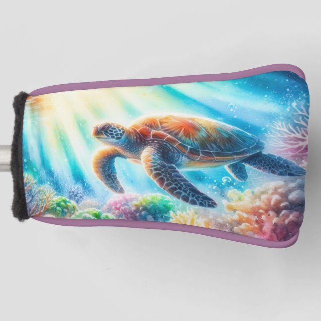 Funda Para Palo De Golf Bajo el océano, la tortuga marina (Anverso)