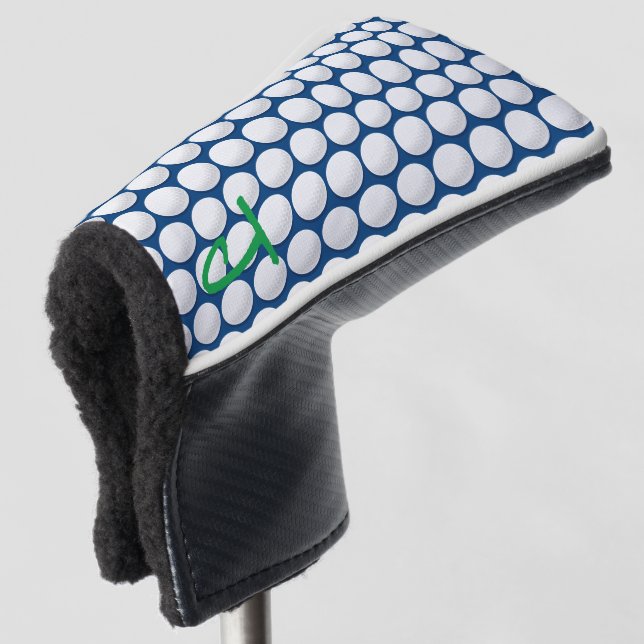 Funda Para Palo De Golf Balas de golf Blue White INITIAL Fun Golfer modern (Anverso 3/4)