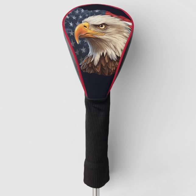 Funda Para Palo De Golf Bandera americana águila calva (Anverso)
