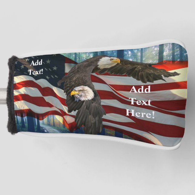 Funda Para Palo De Golf Bandera americana águila calva (Anverso)