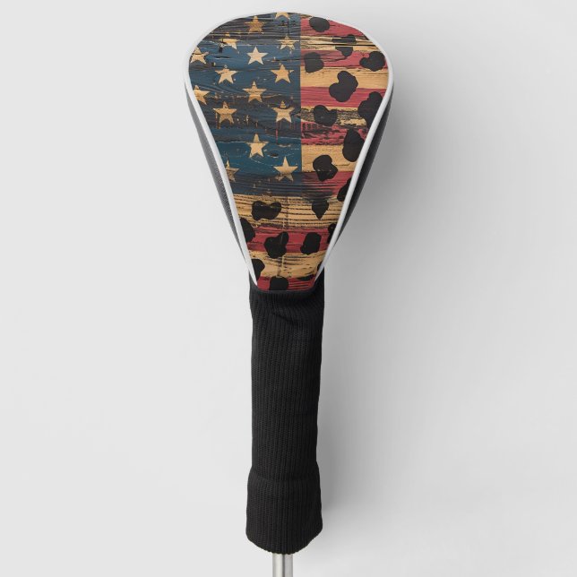 Funda Para Palo De Golf Bandera Americana Rústica Estampado Leopardo (4) (Anverso)