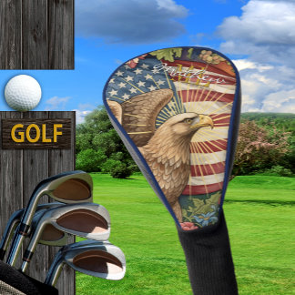 Funda Para Palo De Golf Bandera Americana Vintage, Águila, Arte Patriótico