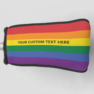 Funda Para Palo De Golf Bandera arco iris del texto del personalizado